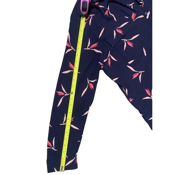 Ann Taylor Sheer Navy Collared Pink Floral Print - Picture 5 of 7